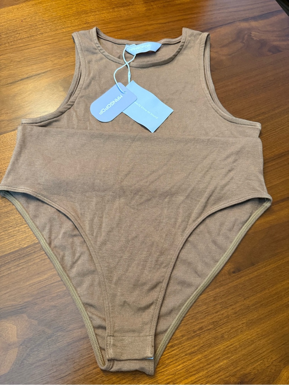Mango Taupe Ribbed Sleeveless Bodysuit